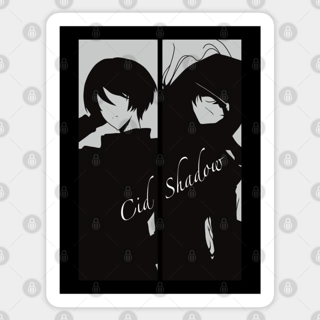 The Eminence In Shadow Cid Kagenou - Appearances of Cid Kageno Before and After Being a Shadow Drawn in Minimalist Black and White Style With Handwritten Text Sticker by Animangapoi